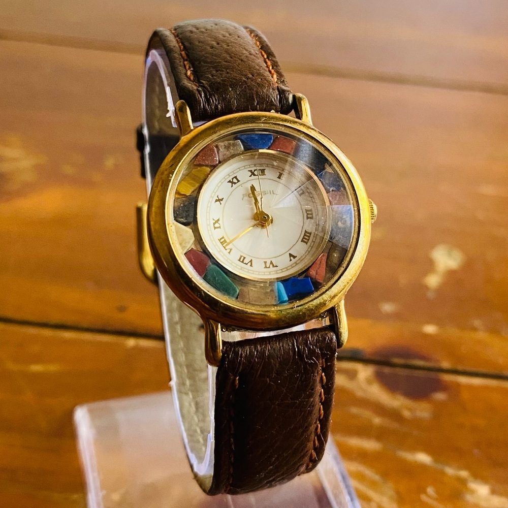 1994 MULTI COLOR STONE FOSSIL WATCH PC-9230